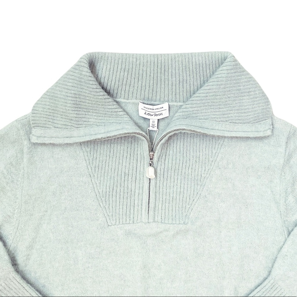 NWT & Other Stories Wool Fuzzy Zip Collar Knit Top Sweater - Picture 4 of 9